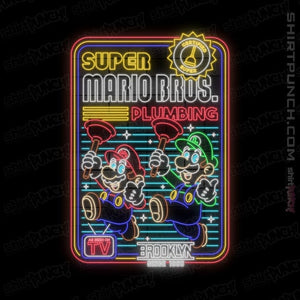 Secret_Shirts Magnets / 3"x3" / Black Neon Mario Plumber