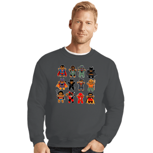 Daily_Deal_Shirts Crewneck Sweater, Unisex / Small / Charcoal Gingerbread Heroes and Villains