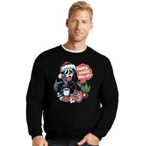 Secret_Shirts Crewneck Sweater, Unisex / Small / Black Ghostface Santa