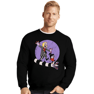 Daily_Deal_Shirts Crewneck Sweater, Unisex / Small / Black Beetle And Girl