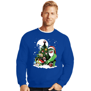 Daily_Deal_Shirts Crewneck Sweater, Unisex / Small / Royal Blue Puny God Christmas