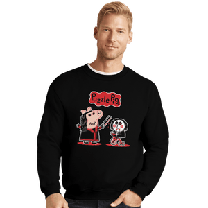 Shirts Crewneck Sweater, Unisex / Small / Black Puzzle Pig