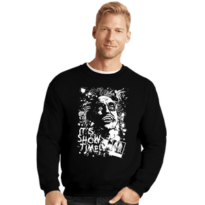 Daily_Deal_Shirts Crewneck Sweater, Unisex / Small / Black Beetlejuice Splatter