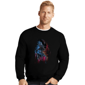 Secret_Shirts Crewneck Sweater, Unisex / Small / Black Alien Watercolor