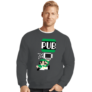 Shirts Crewneck Sweater, Unisex / Small / Charcoal To The Pub Luigi