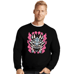 Shirts Crewneck Sweater, Unisex / Small / Black Hannya Mask