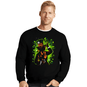 Daily_Deal_Shirts Crewneck Sweater, Unisex / Small / Black The Mad Hatter