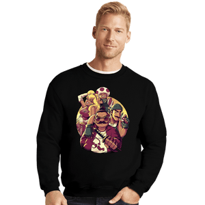 Daily_Deal_Shirts Crewneck Sweater, Unisex / Small / Black The Mushroom Gang