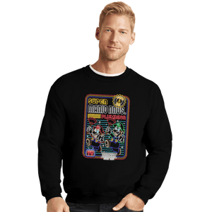 Secret_Shirts Crewneck Sweater, Unisex / Small / Black Neon Mario Plumber