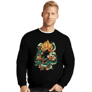 Secret_Shirts Crewneck Sweater, Unisex / Small / Black Colorful Dragon.