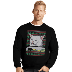 Shirts Crewneck Sweater, Unisex / Small / Black Cat Getting Yelled At Sweater