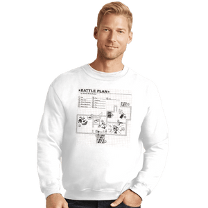 Shirts Crewneck Sweater, Unisex / Small / White Battle Plan