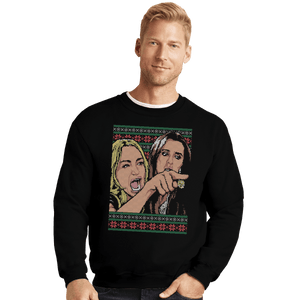 Shirts Crewneck Sweater, Unisex / Small / Black Yelling At A Cat Sweater
