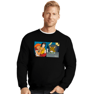 Secret_Shirts Crewneck Sweater, Unisex / Small / Black Women Yelling At Data Dog