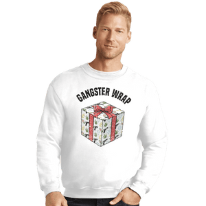 Shirts Crewneck Sweater, Unisex / Small / White Gangster Wrap