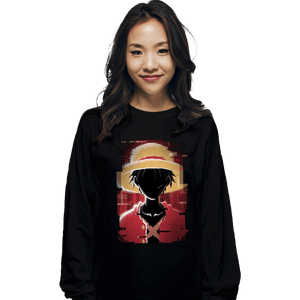 Shirts Long Sleeve Shirts, Unisex / Small / Black Glitch Luffy