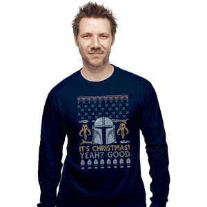 Shirts Long Sleeve Shirts, Unisex / Small / Navy Mandalorian Christmas