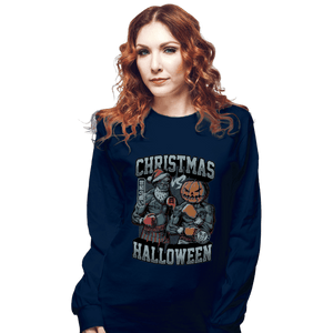 Secret_Shirts Long Sleeve Shirts, Unisex / Small / Navy Christmas VS Halloween