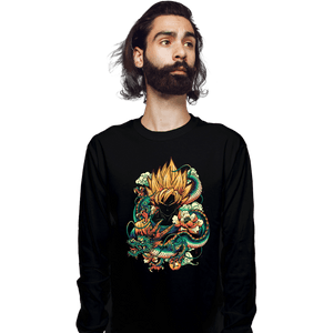 Secret_Shirts Long Sleeve Shirts, Unisex / Small / Black Colorful Dragon.