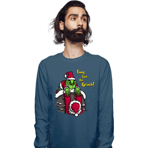 Secret_Shirts Long Sleeve Shirts, Unisex / Small / Indigo Blue Long Live The Grinch!