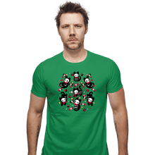 Load image into Gallery viewer, Daily_Deal_Shirts Fitted Shirts, Mens / Small / Irish Green Creepy Xmas Kittens
