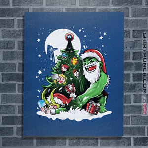 Daily_Deal_Shirts Posters / 4"x6" / Royal Blue Puny God Christmas