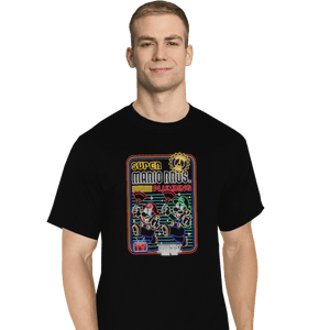 Secret_Shirts T-Shirts, Tall / Large / Black Neon Mario Plumber