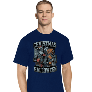 Secret_Shirts T-Shirts, Tall / Large / Navy Christmas VS Halloween