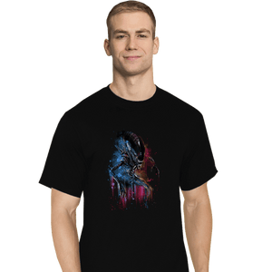 Secret_Shirts T-Shirts, Tall / Large / Black Alien Watercolor