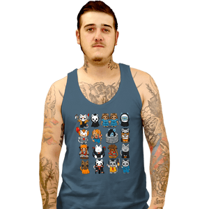 Secret_Shirts Tank Top, Unisex / Small / Indigo Blue Horror Kitties