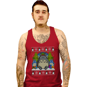 Secret_Shirts Tank Top, Unisex / Small / Red Festive Forest Fun