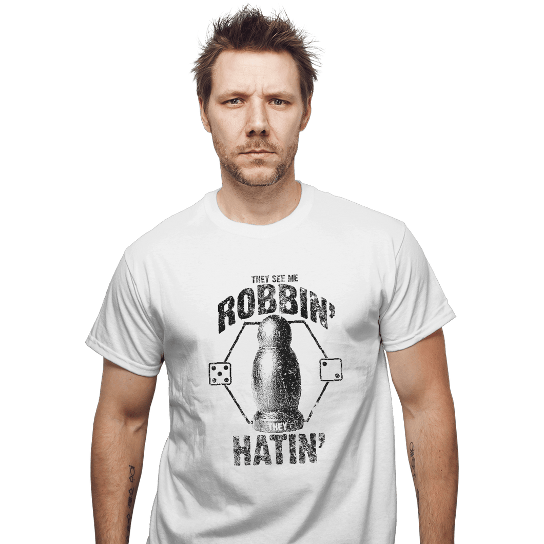 Shirts T-Shirts, Unisex / Small / White They See Me Robbin'