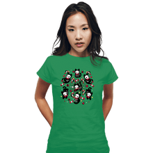 Load image into Gallery viewer, Daily_Deal_Shirts Fitted Shirts, Woman / Small / Irish Green Creepy Xmas Kittens
