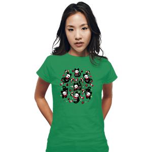 Daily_Deal_Shirts Fitted Shirts, Woman / Small / Irish Green Creepy Xmas Kittens
