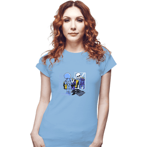 Shirts Fitted Shirts, Woman / Small / Powder Blue Skull Style