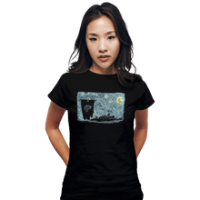 Load image into Gallery viewer, Shirts Fitted Shirts, Woman / Small / Black Starry DireWolf
