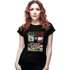 Daily_Deal_Shirts Fitted Shirts, Woman / Small / Black Xmas Fighter