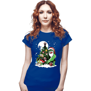 Daily_Deal_Shirts Fitted Shirts, Woman / Small / Royal Blue Puny God Christmas