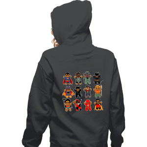 Daily_Deal_Shirts Zippered Hoodies, Unisex / Small / Dark Heather Gingerbread Heroes and Villains