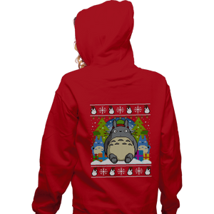 Secret_Shirts Zippered Hoodies, Unisex / Small / Red Festive Forest Fun