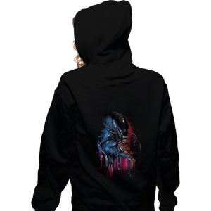 Secret_Shirts Zippered Hoodies, Unisex / Small / Black Alien Watercolor