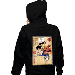 Secret_Shirts Zippered Hoodies, Unisex / Small / Black Straw Hat Captain Woodblock