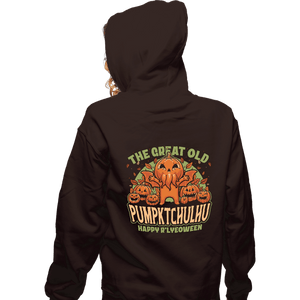 Secret_Shirts Zippered Hoodies, Unisex / Small / Dark Chocolate Pumpkin Cthulhu